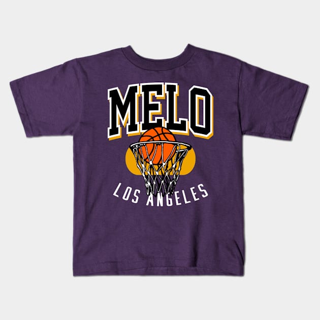 Melo Los Angeles Basketball Kids T-Shirt by funandgames